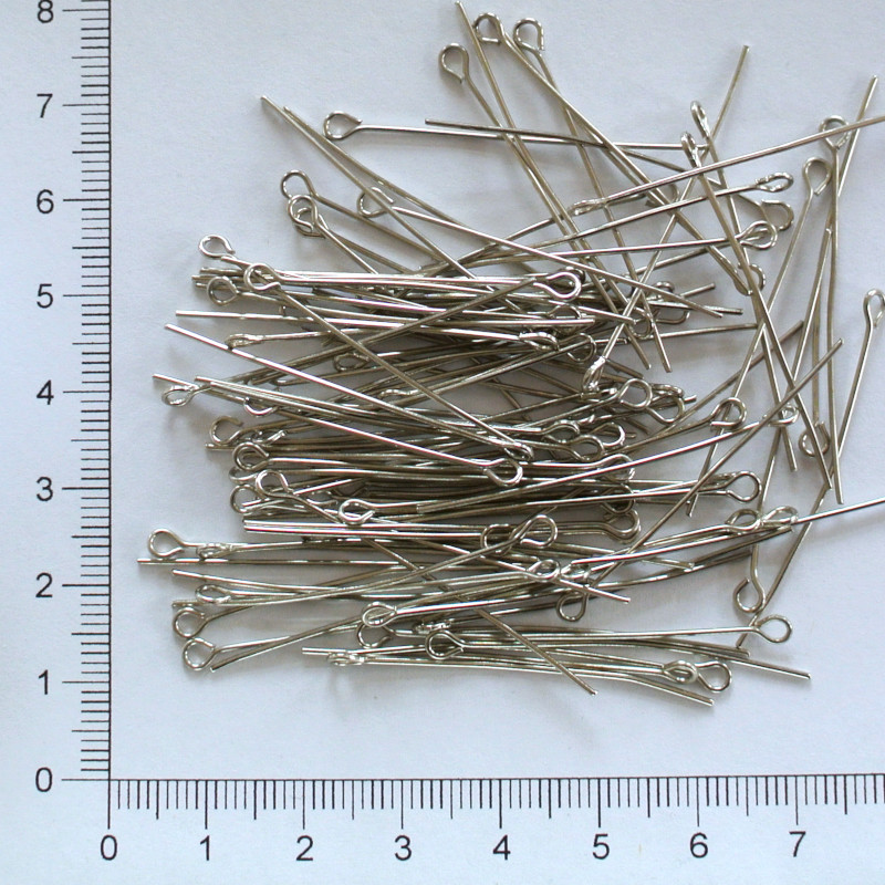Ketlovací jehly 4cm x 0,7mm- platina (50ks)