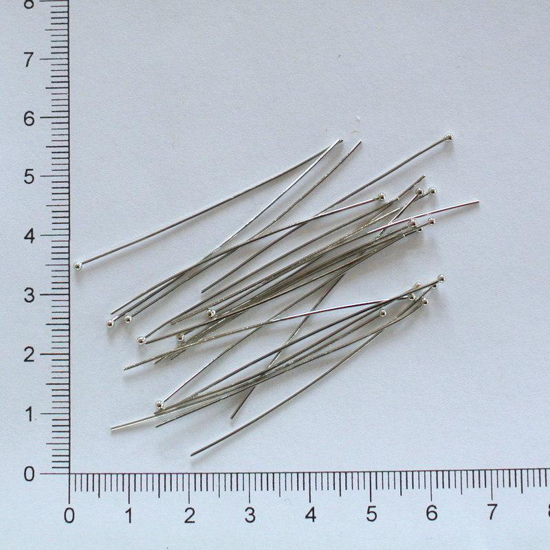 Ketlovací nýty s kuličkou 5cm x 0,55mm - platina (20ks)