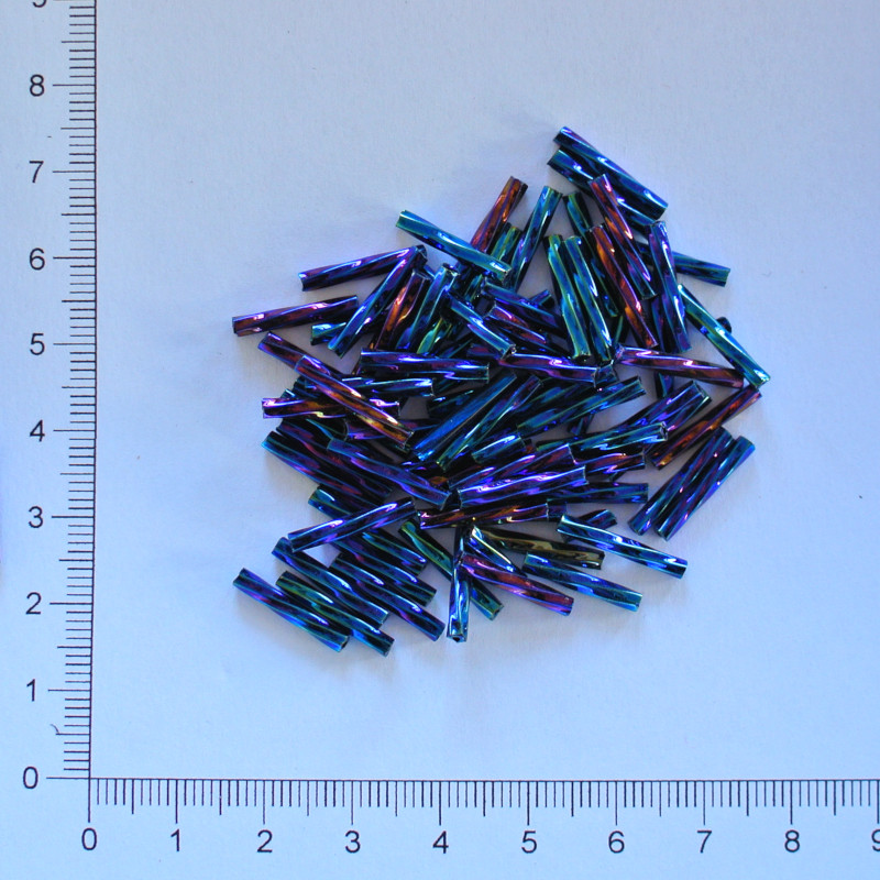 Skleněné tyčky 15mm modrá iris kroucená (10g)