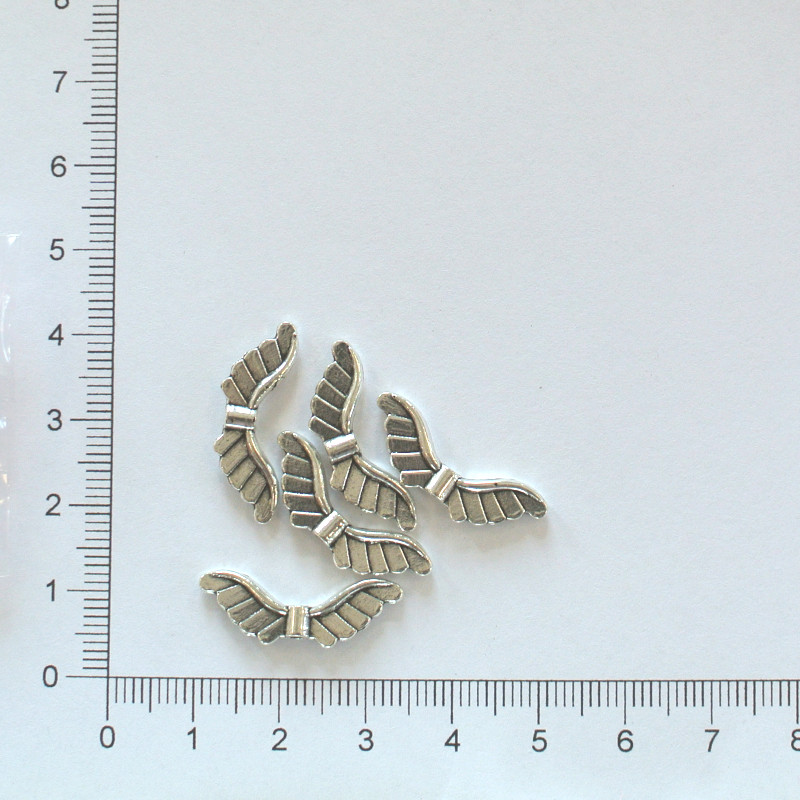 Kovová křidýlka 25x8 mm starostříbro (5ks)