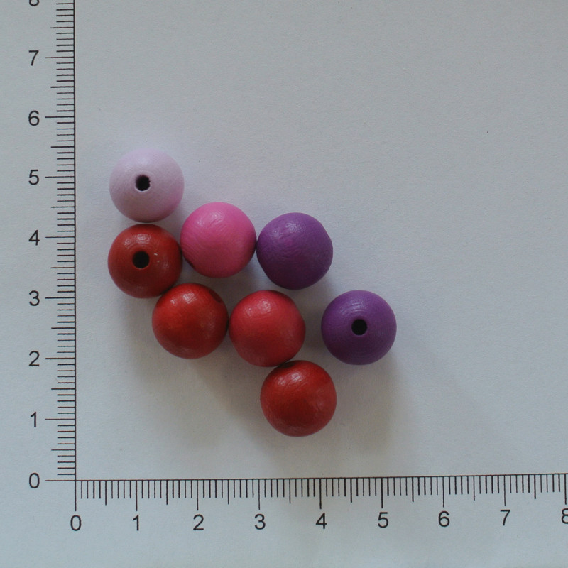 Dřevěné korálky mix růžový 12 mm (8ks)