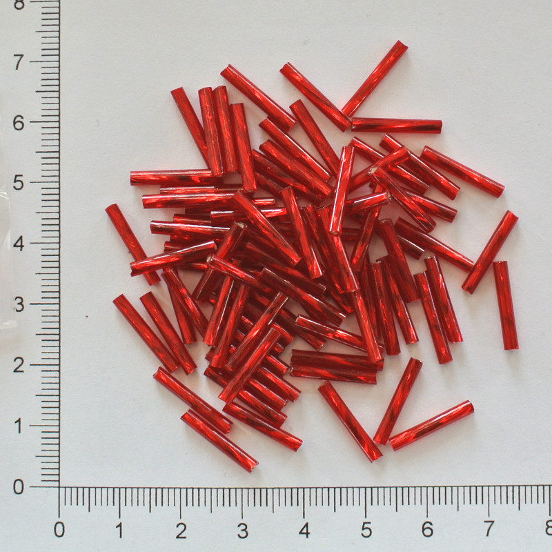 Skleněné tyčky 15mm červená tmavá (10g)