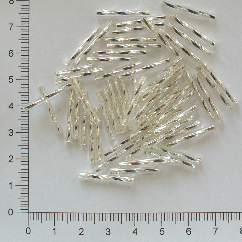 Skleněné tyčky 20 mm stříbrná kroucená (10g)