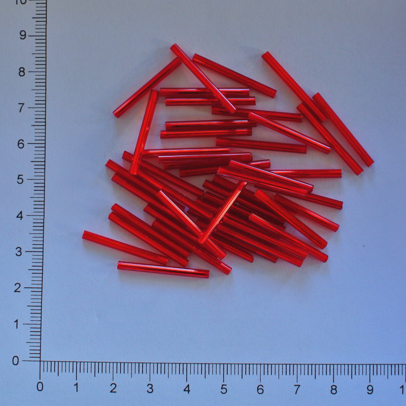 Skleněné tyčky 25mm červená světlá (10g)
