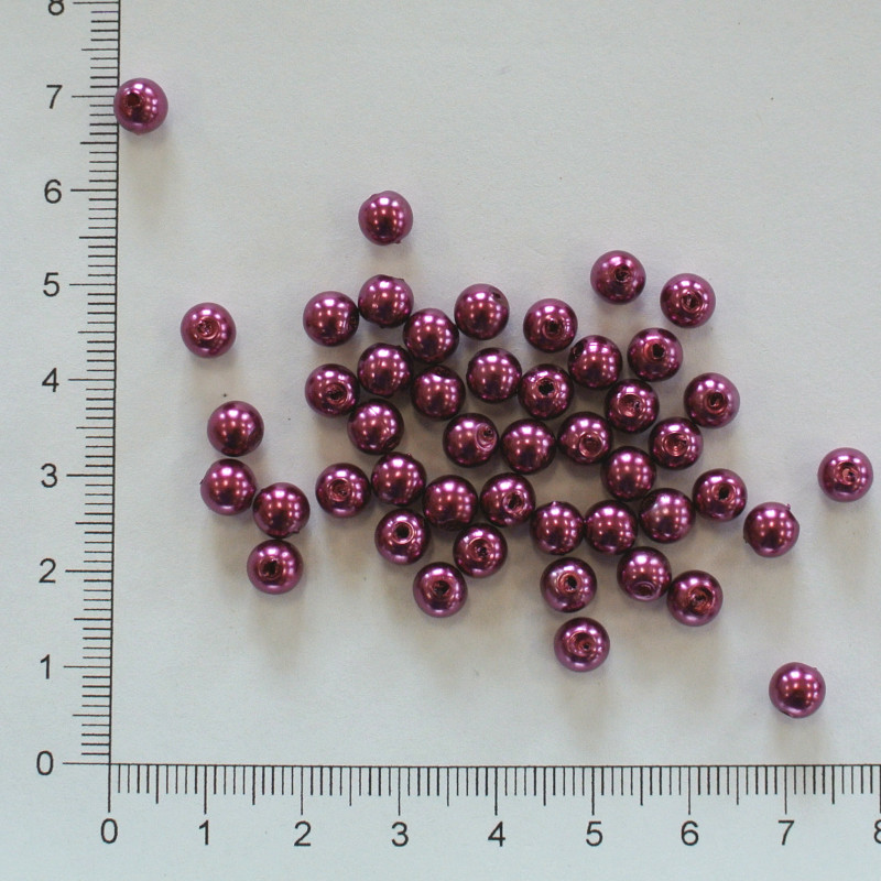 Plastová kulička 6mm tm. fuksiová (50ks)