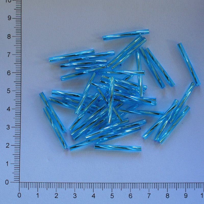 Skleněné tyčky 25mm modrá azuro kroucená (10g)