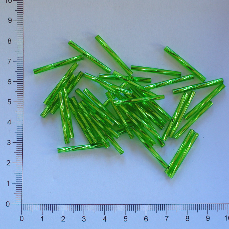 Skleněné tyčky 25mm zelená světlá kroucená (10g)