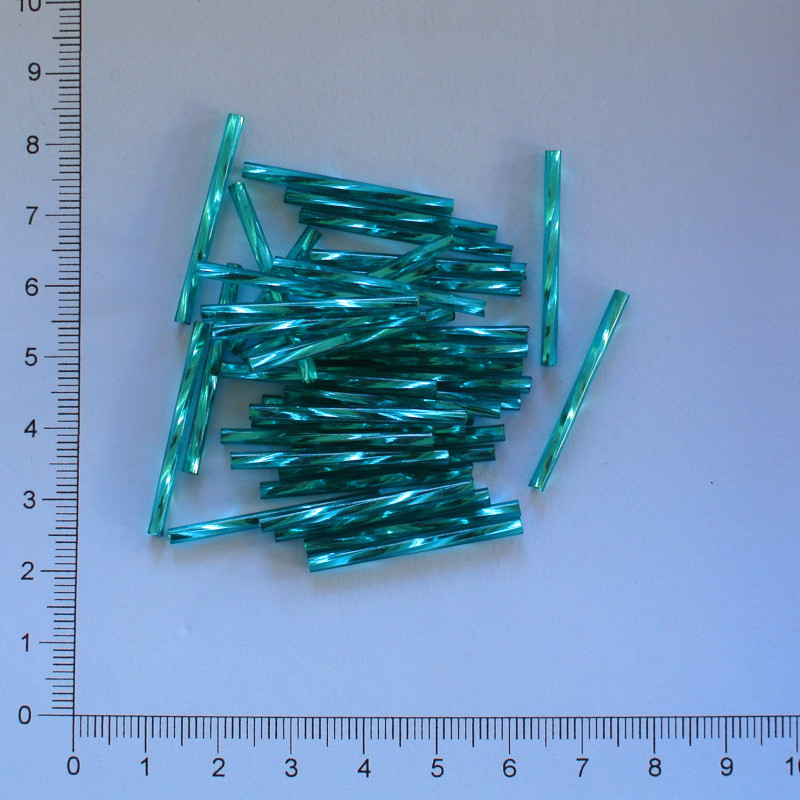 Skleněné tyčky 30mm zelený tyrkys kroucený (10g)