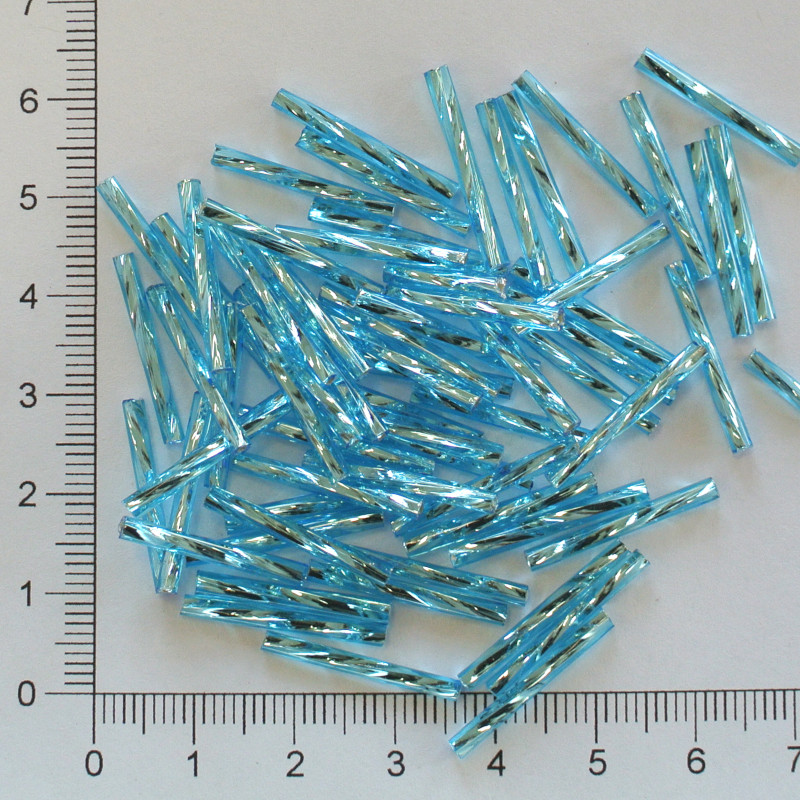 Skleněné tyčky 20mm tyrkys modrý kroucená (10g)