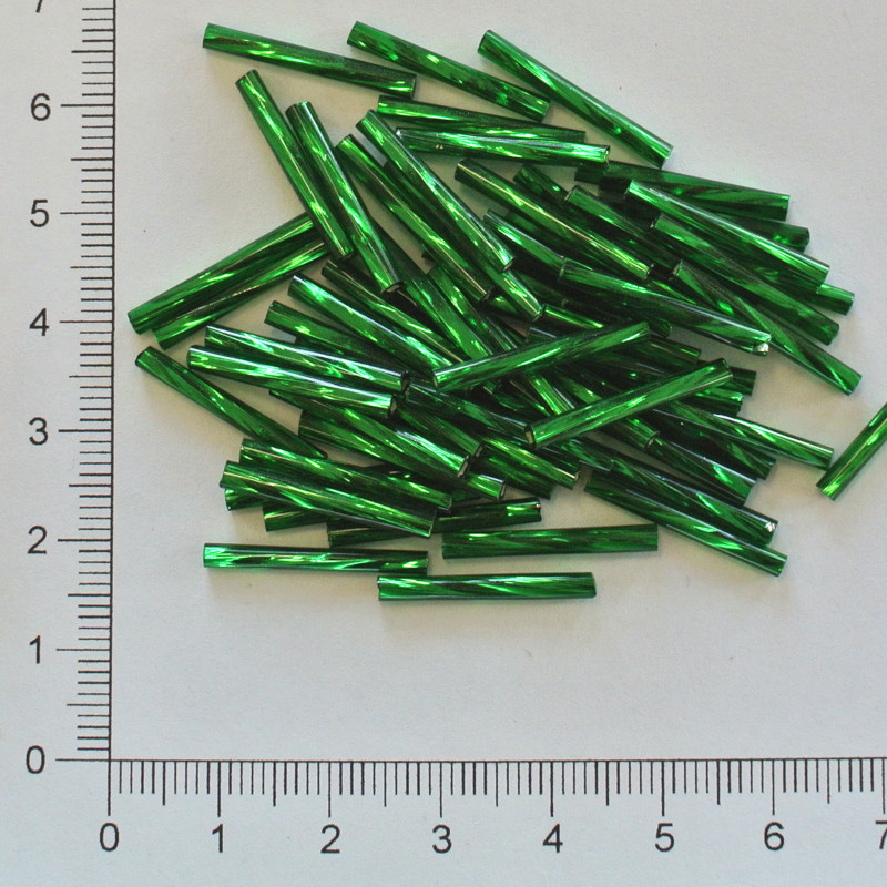 Skleněné tyčky 20mm zelené tm. kroucená (10g)