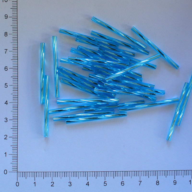 Skleněné tyčky 35mm modrá azuro kroucená (10g)