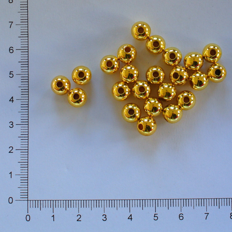 Plastová kulička 8mm zlatá (25ks)