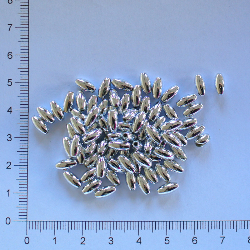 Plastová rýže 8x4mm stříbrná (5g)