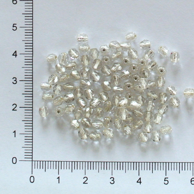Skleněné ohňovky 4mm čirá se stříbrným průtahem (100ks)