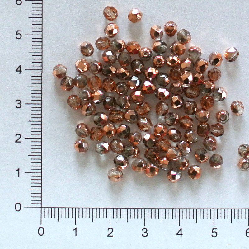 Skleněné ohňovky 4mm čirá s měděným pokovem (100ks)