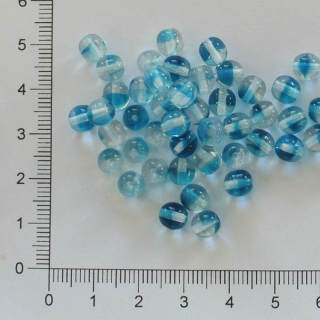 Skleněné kuličky 6 mm čirá s modrým (50ks)
