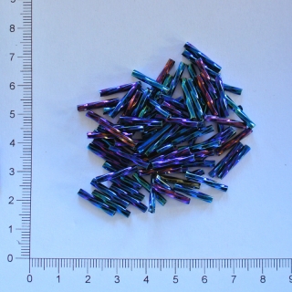 Skleněné tyčky 15mm modrá iris kroucená (10g)