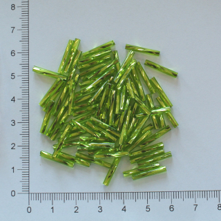 Skleněné tyčky 15 mm sv. zelené kroucené (10g)