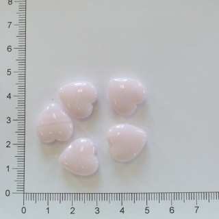 Skleněné srdce bledě růžové 15x16 mm (5 ks)