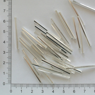 Skleněné tyčky 30 mm stříbrné hranatý otvor (10g)