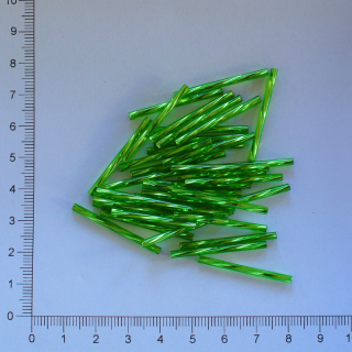 Skleněné tyčky 30mm zelená světlá kroucená (10g)