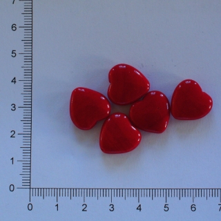 Skleněné srdce 15x16mm červená plnobarevná (5ks)