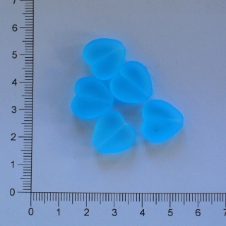 Skleněné srdce 15x16mm modrá azuro matná (5ks)