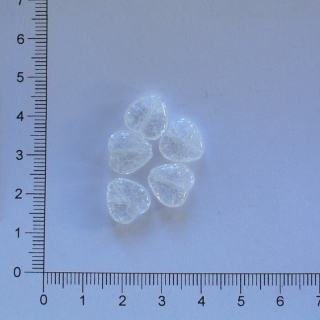 Skleněné srdce 12mm čirá práskaná (5ks)