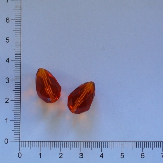 Skleněné broušené kapky 18x12mm hnědá (2ks)
