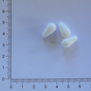 Skleněná kapka 15x8mm bílá