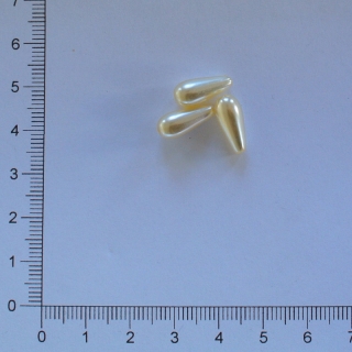 Skleněná voskovaná kapka 13x6mm krémová