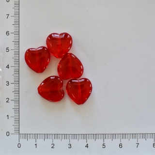 Skleněné srdce 15x16 mm červené průhledné (5ks)