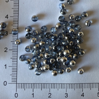 Skleněné kuličky 4mm sv. modré průhledné se stříbrným pokovem (100ks)