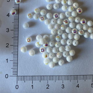 Skleněné kuličky 4mm bílé s AB (100ks)